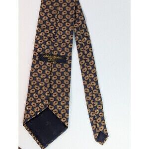 100% Silk Venezia Navy Red Blue Pattern Neck Tie Made In Italy